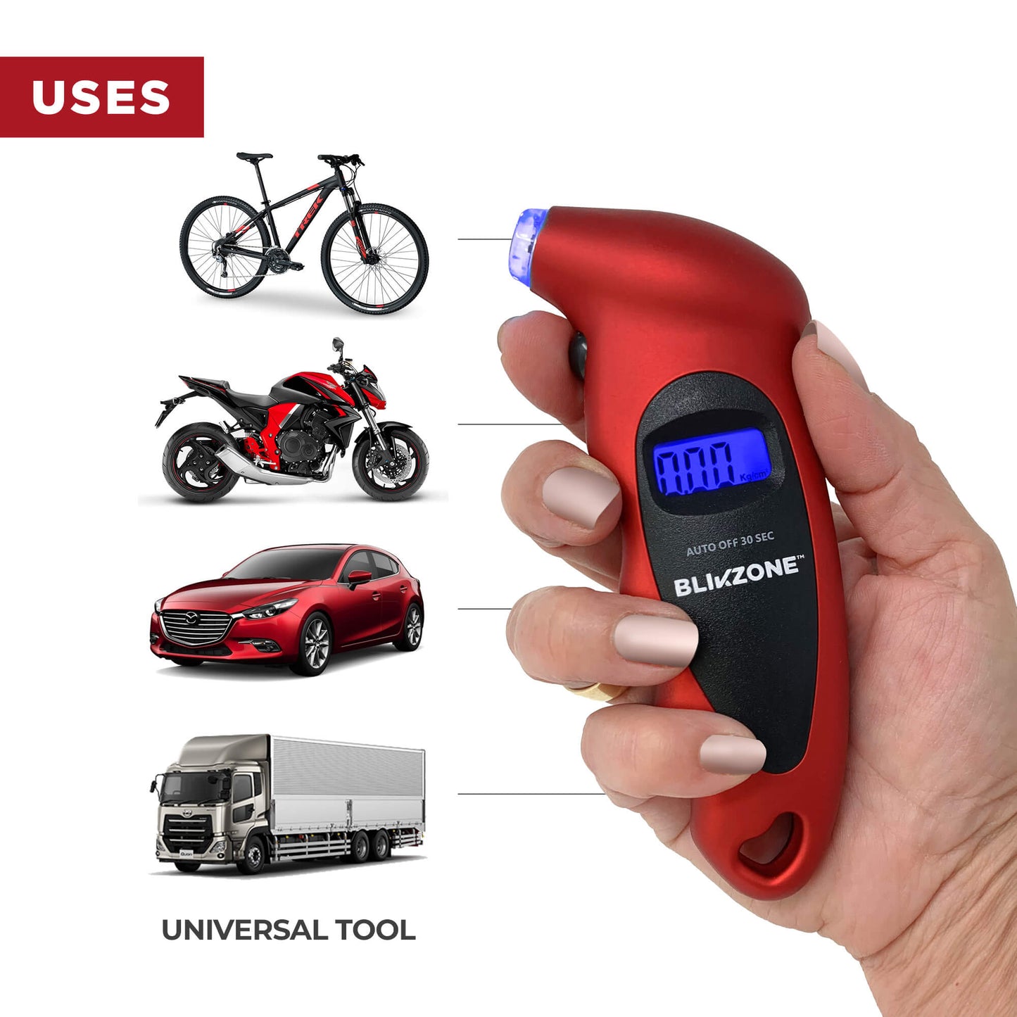 Auto Roadside Emergency Car Kit + Digital Tire Pressure Gauge