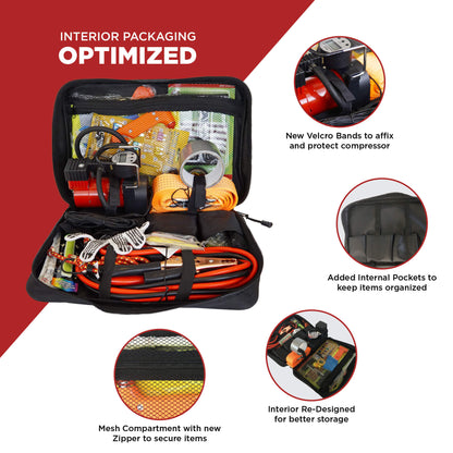 Auto roadside emergency car kit with digital air compresor